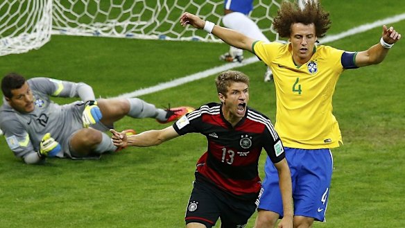 Early goal: Thomas Mueller put Germany in front.