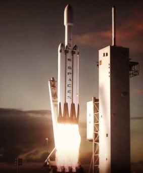 Artist's rendering of the SpaceX Falcon Heavy, posted by company founder Elon Musk.