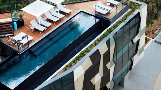 The rooftop pool at the Crystalbrook Vincent, Brisbane.