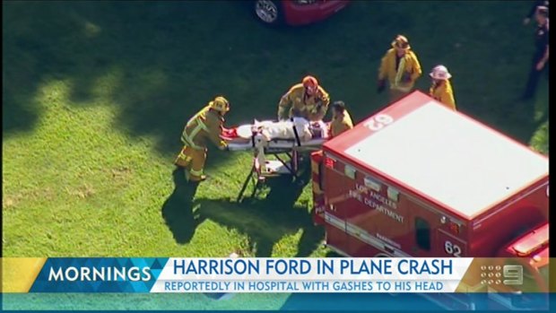 Aerial shots of the plane crash involving Harrison Ford. 