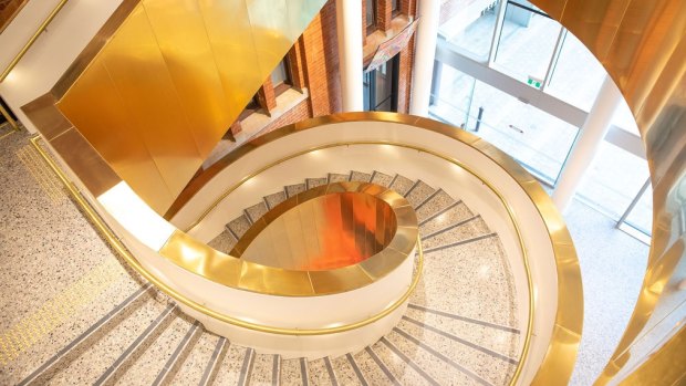 The stunning spiral staircase inside the WA Museum Boola Bardip Perth.
