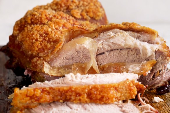 Cracking crackling roast pork.