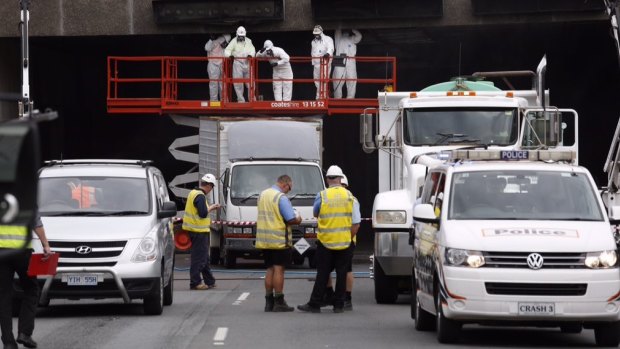 The scene on Parkes Way at the Acton Tunnel on Wednesday morning.