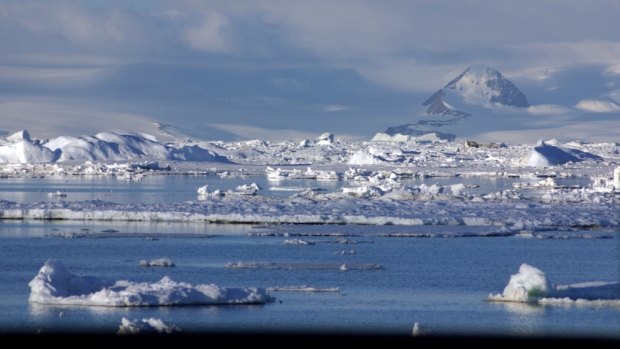 The desolate landscape of Antarctica.