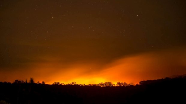 The Lancefield-Cobaw fire on Wednesday night. 