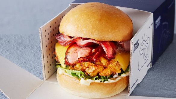 The Cluck Off burger with chicken and bacon from Shannon Bennett's new Benny Burger range.