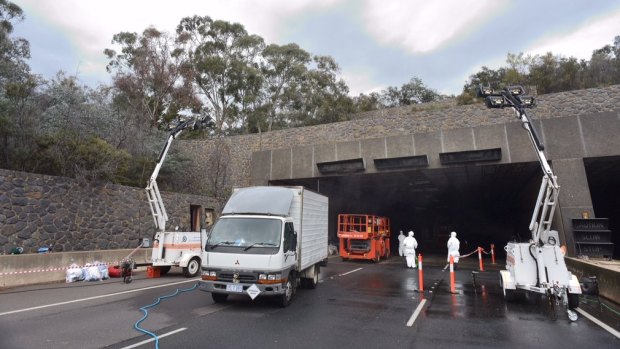 The scene on Parkes Way at the Acton Tunnel on Wednesday morning.