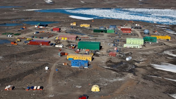 The Davis Station in Antarctica, about 90 nautical miles from the site where a helicopter pilot fell down a crevasse.