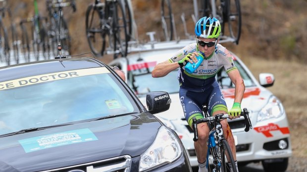 Car call: Simon Clarke makes a visit to the doctor during stage three of the tour.