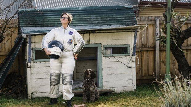 Hannah Gadsby and her dog Dougie in her new show Dogmatic.