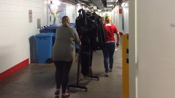 Tony Abbott's suits leave Parliament House through the basement on Friday.