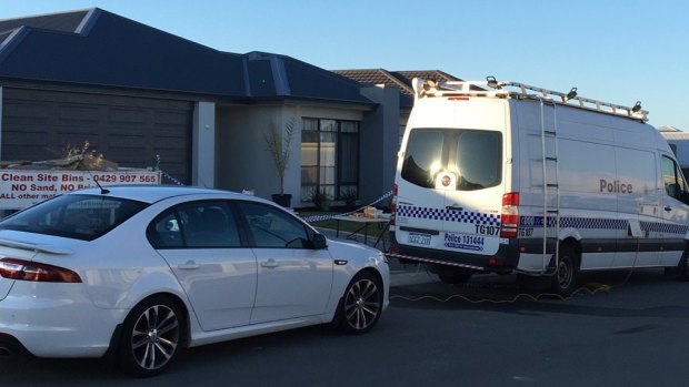 The scene outside a Yanchep home where two young children were killed.