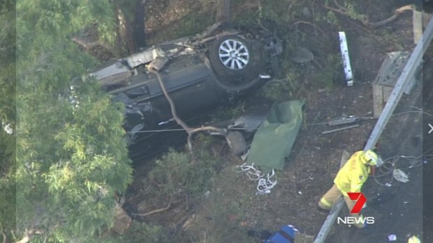 Julie Bullock's vehicle overturned in the crash on the Hume Motorway. 