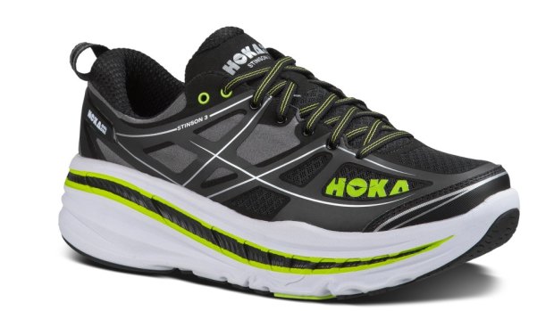 A 'maximalist' running shoe by Hoka One One, the Stinson 3. 