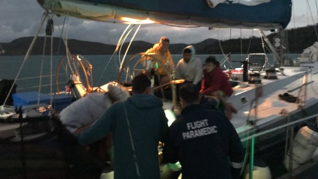 Paramedics treated the woman aboard the maxi yacht.