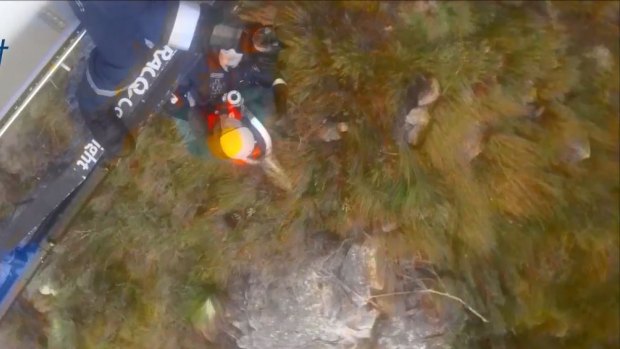 The RACQ LifeFlight Rescue crew from Toowoomba airlifted two men from the top of Mount Barney.