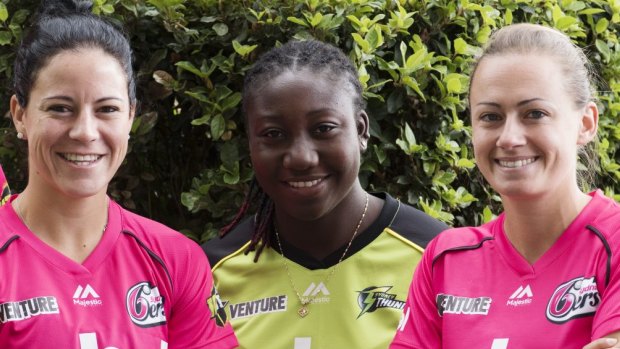 Returning: Reigning women's world T20 player of the tournament Stefanie Taylor (centre) will turn out again for the Sydney Thunder in this season's WBBL.