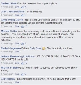 Some of the comments left on Mrs Bishop's cover photo.