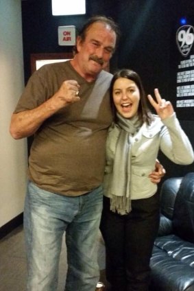 Wrestler Jake 'The Snake' Roberts with Candice Barnes.