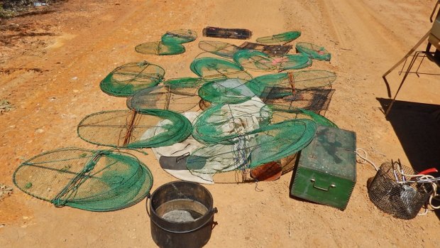 The illegal traps were seized last year at Wellington Dam.