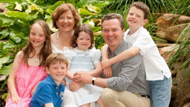Carolyn and Christopher Pyne with their four children in 2012.