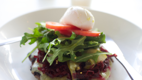 The primal burger at Ruby's Diner. 