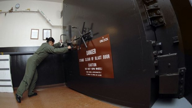 A 10-ton door protects the launch control centre where the missile combat crew on duty controls and monitors Minuteman III missiles.