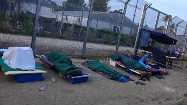Rough sleeping conditions inside the Manus Island regional processing centre, which 600 refugees and asylum seekers refuse to leave.