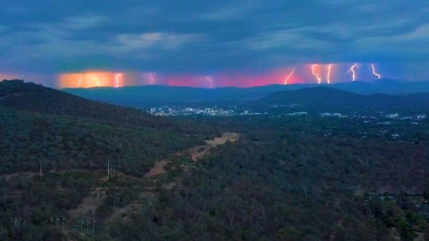 Canberra storm lights up the sky.