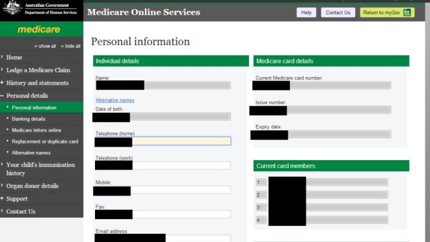 Some of the information accessible via my.gov.au when linking it to Medicare.