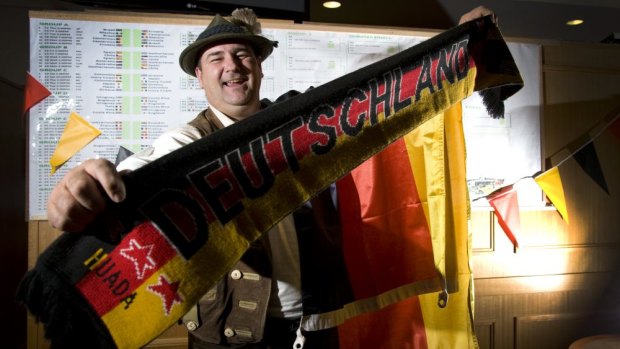 Harmonie German Club president Hans Stoehr dressed in traditional German costume.