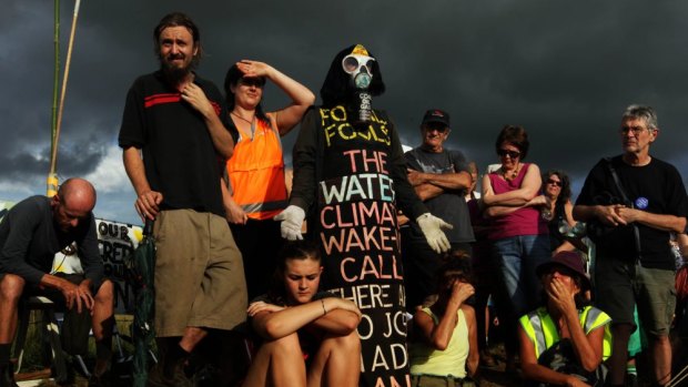 Blockades: protesters at the Bentley site. 