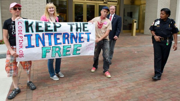 Rally: Protesters support net neutrality in Washington, DC.