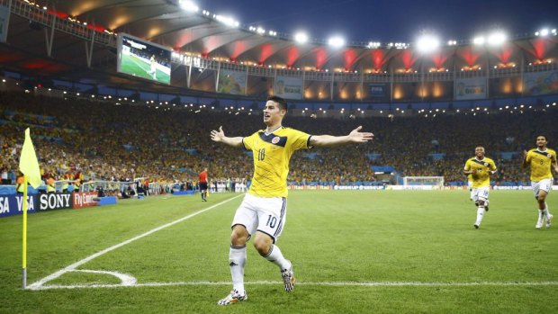 James Rodriguez has scored five goals in four games at this World Cup.