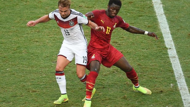 Sulley Muntari in action against Germany.