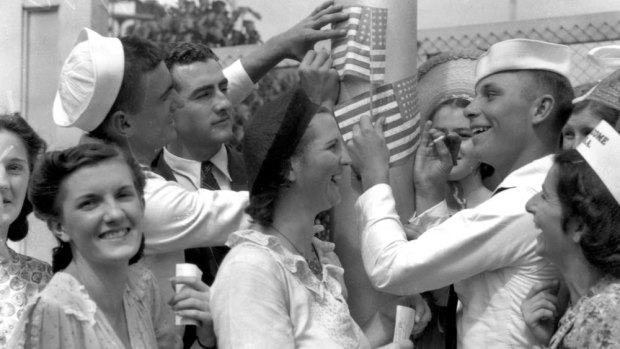 Brisbane women mingle with the visiting American sailors in 1941.