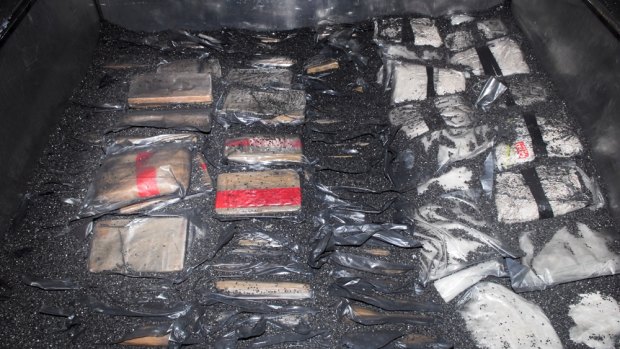 Cocaine and methamphetamine hidden inside a piece of mining equipment. 