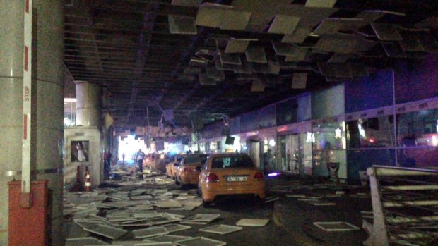 An entrance of the Ataturk Airport in Istanbul after the deadly explosions.