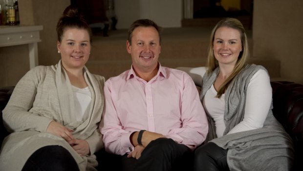 Rod Sutherland with his daughters, Clare, 19, and Jane Sutherland 23.