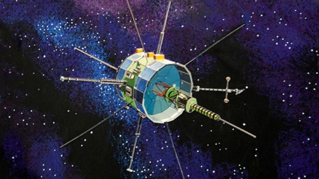 The International Sun-Earth Explorer, or ISEE-3, built in 1978 to study the physics of solar winds.