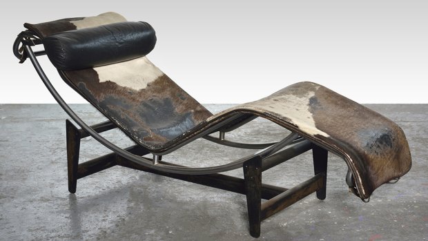The Le Corbusier cowhide and chrome chaise longue.