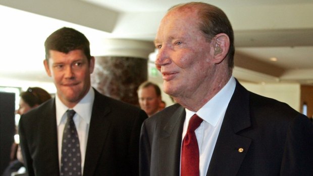 Not afraid to go the biff: James and Kerry Packer.