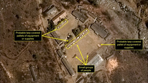 In an undated handout satellite image, the Punggye-ri nuclear test site in North Korea in April of 2017. 