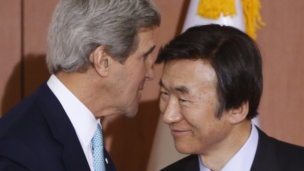 South Korean Foreign Minister Yun Byung-se with US Secretary of State John Kerry.