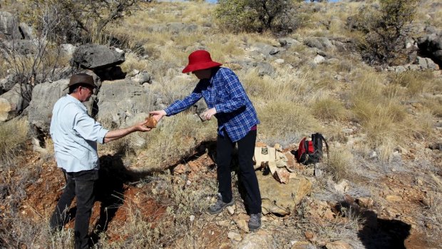 Professor Michael Archer and Associate Professor Sue Hand at Bitesantennary fossil site in the Riversleigh World Heritage site.