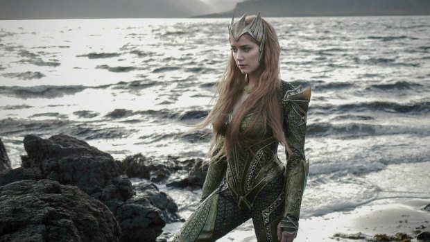 Amber Heard in costume for her new film, <i>Aquaman</i>.