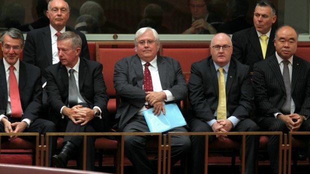 Circus... Clive Palmer holding court in the Senate.