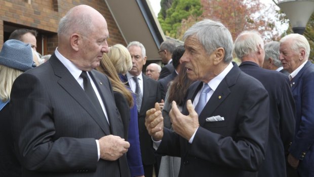 Governor-General Sir Peter Cosgrove talks to Seven boss Kerry Stokes. 