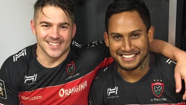 Drew Mitchell and Ben Barba after Barba's debut for Toulon.