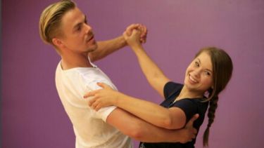 Bindi Irwin poses with instructor and partner Derek Hough.
